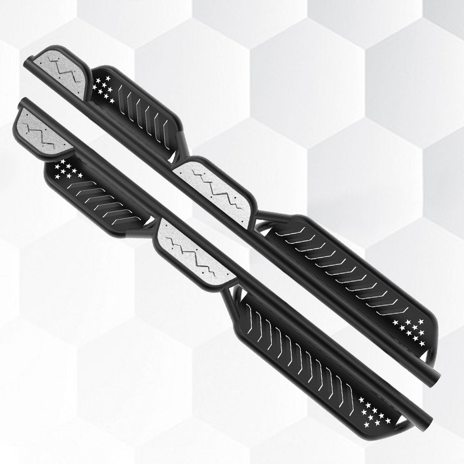 Brave Fighter Drop Side Step Running Boards for 2009-2024 Dodge ram 1500,Stair Design、All Steel Structure、Anti Slip Pattern、Heavy Duty Nerf Bar Side Steps，Black Textured Powder Coat.