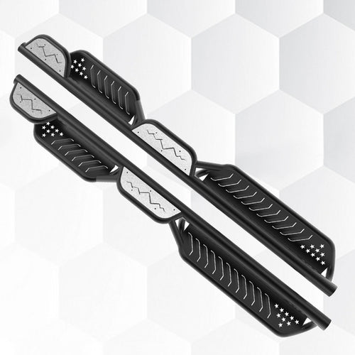 Brave Fighter Drop Side Step Running Boards for 2009-2024 Dodge ram 1500,Stair Design、All Steel Structure、Anti Slip Pattern、Heavy Duty Nerf Bar Side Steps，Black Textured Powder Coat.