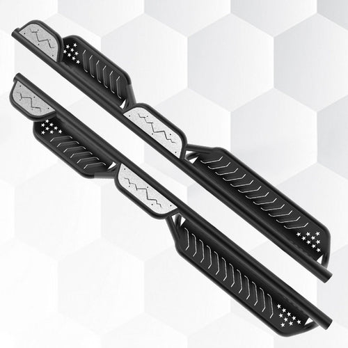 Brave Fighter Drop Side Step Running Boards for Ford F-Series,Stair Design、All Steel Structure、Anti Slip Pattern、Heavy Duty Nerf Bar Side Steps，Black Textured Powder Coat