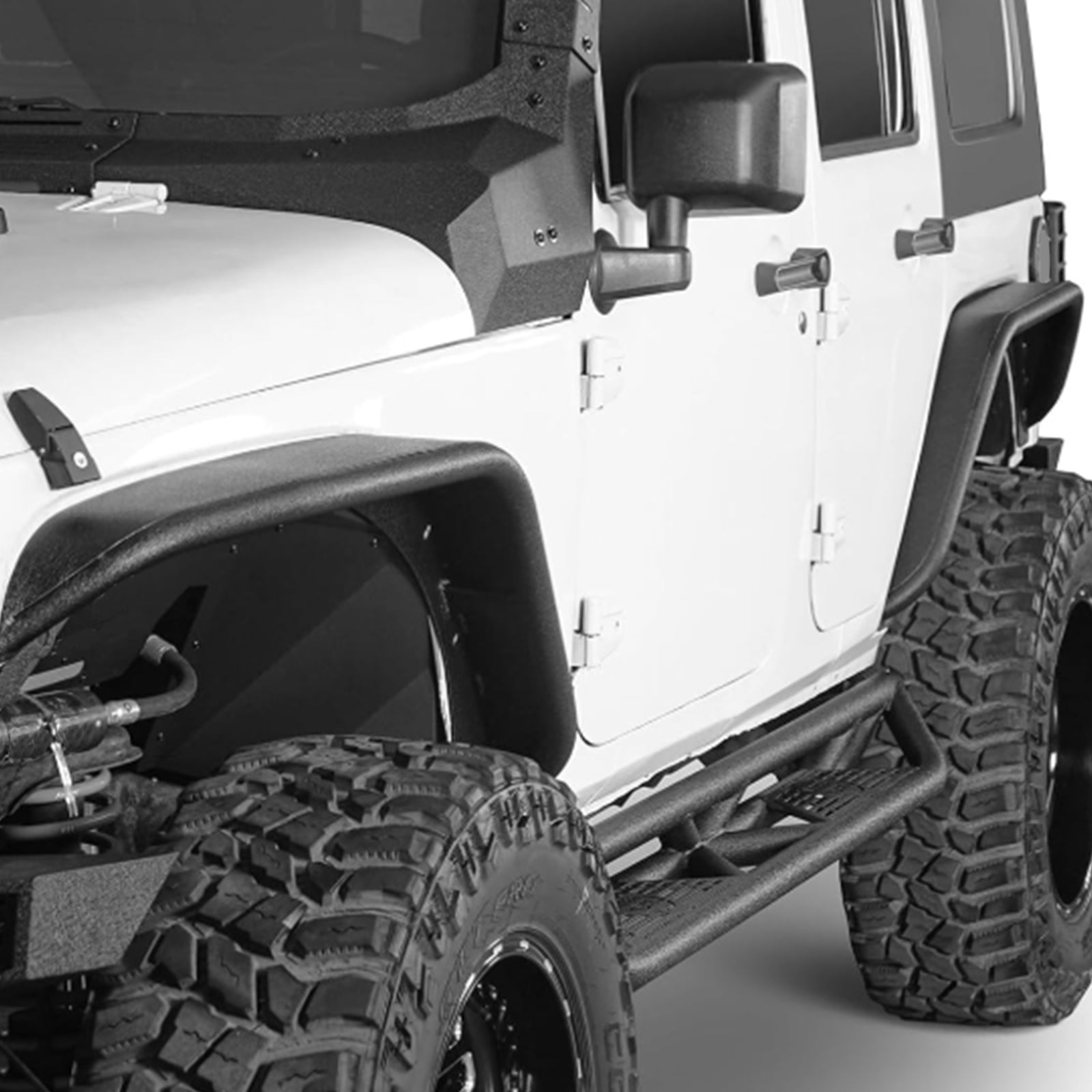 Brave Fighter Flat Fender Flares for 2007-2018 Jeep Wrangler JK, Front and Rear Steel Fenders - 4 PCS Set