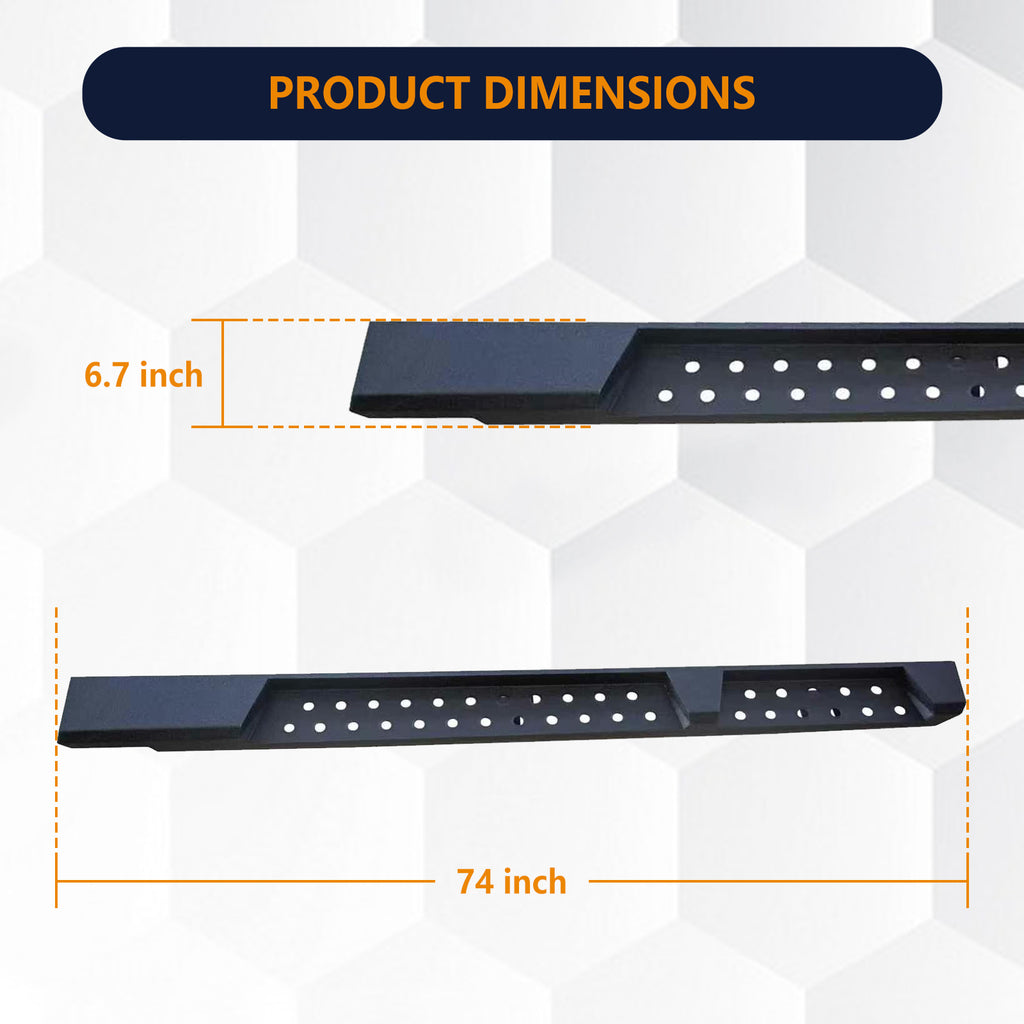 Brave Fighter Running Boards for 2007-2018 Wrangler JK,All Steel Structure、Anti Slip Pattern、Nerf Bars，Black Textured Powder Coat.