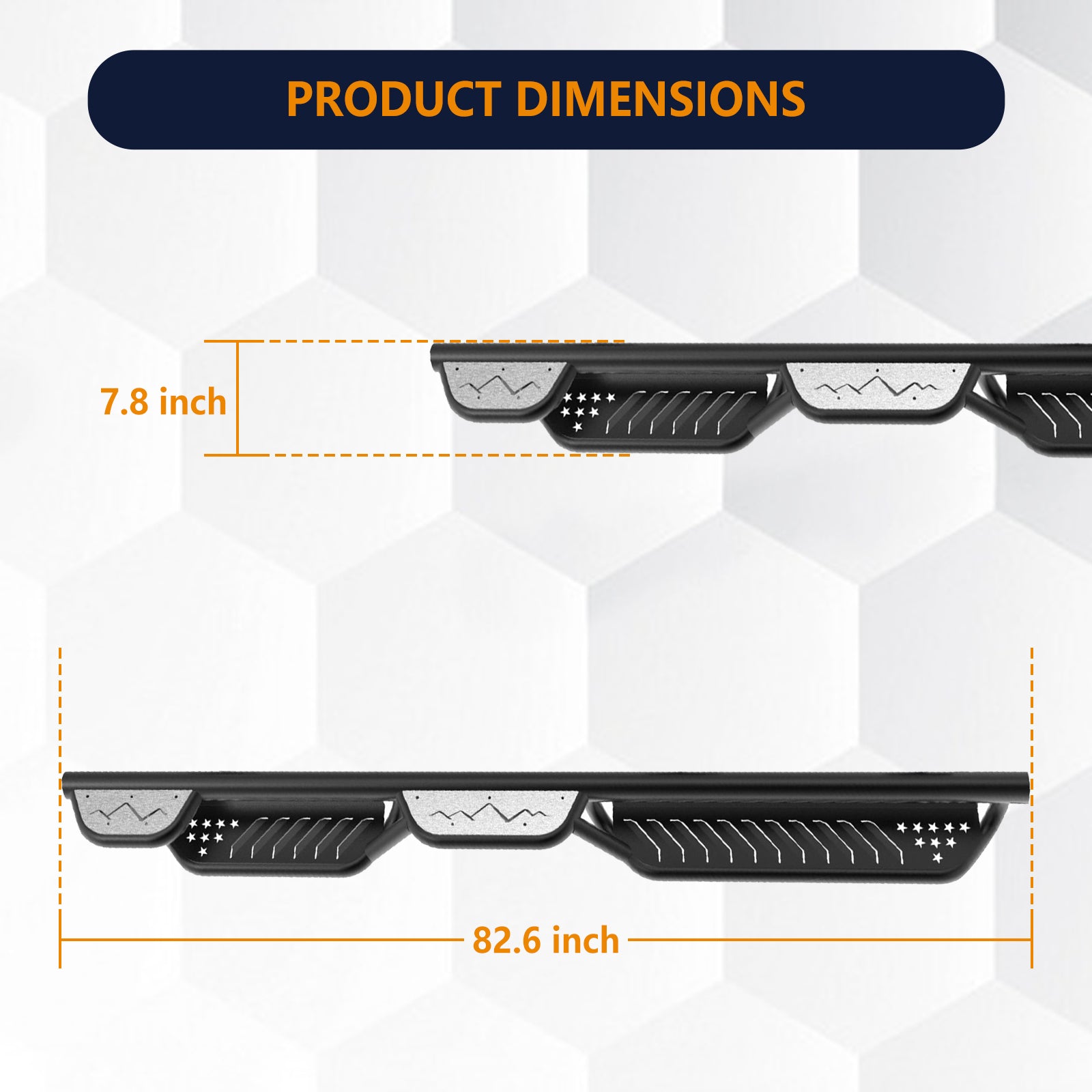 Brave Fighter Drop Side Step Running Boards for 2009-2024 Dodge ram 1500,Stair Design、All Steel Structure、Anti Slip Pattern、Heavy Duty Nerf Bar Side Steps，Black Textured Powder Coat.