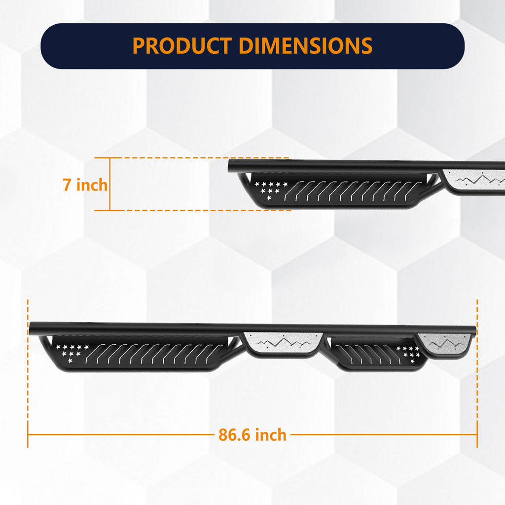 Brave Fighter Drop Side Step Running Boards for Ford F-Series,Stair Design、All Steel Structure、Anti Slip Pattern、Heavy Duty Nerf Bar Side Steps，Black Textured Powder Coat