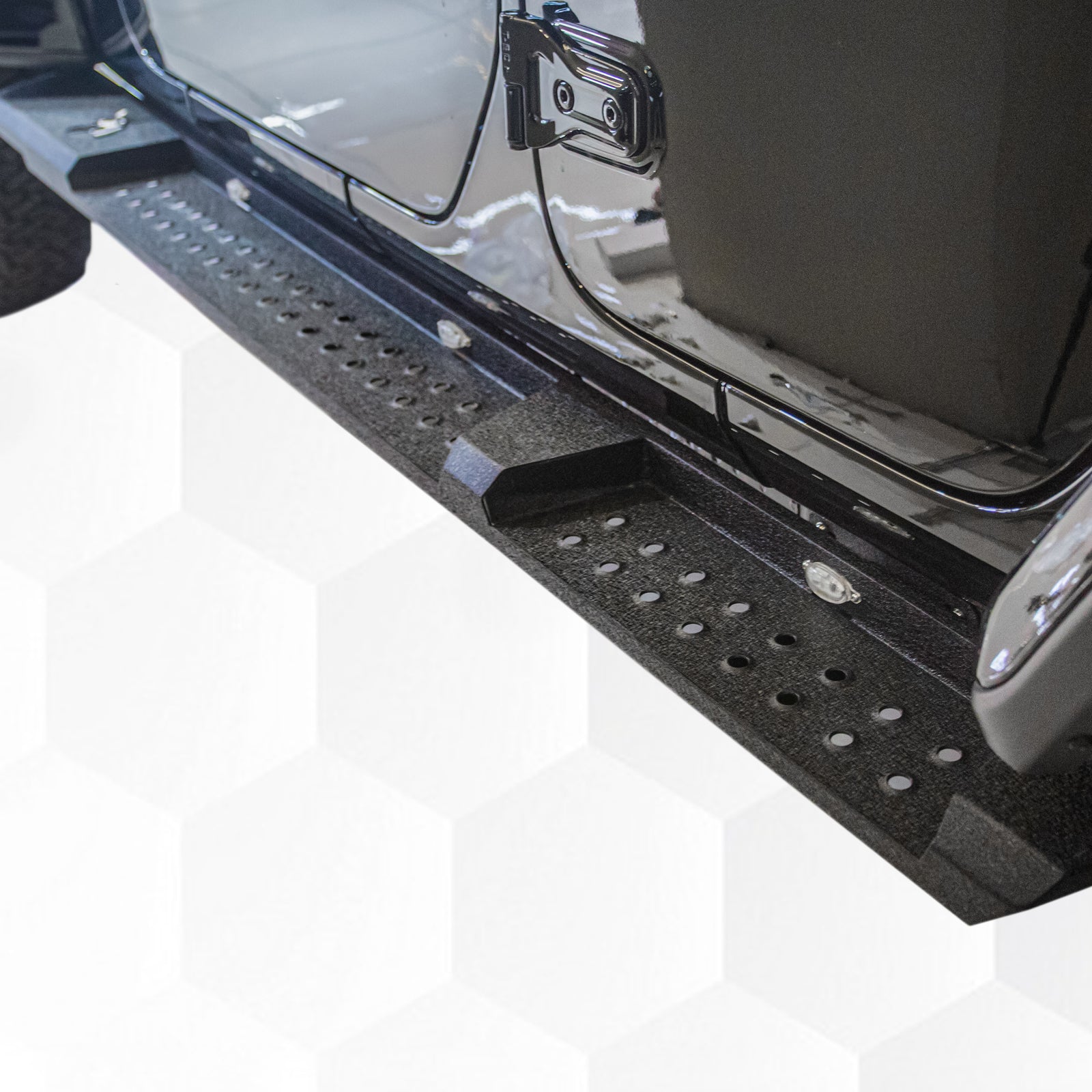 Brave Fighter Running Boards for 2018-2025 Wrangler JL,All Steel Structure、Anti Slip Pattern、Nerf Bars，Black Textured Powder Coat.