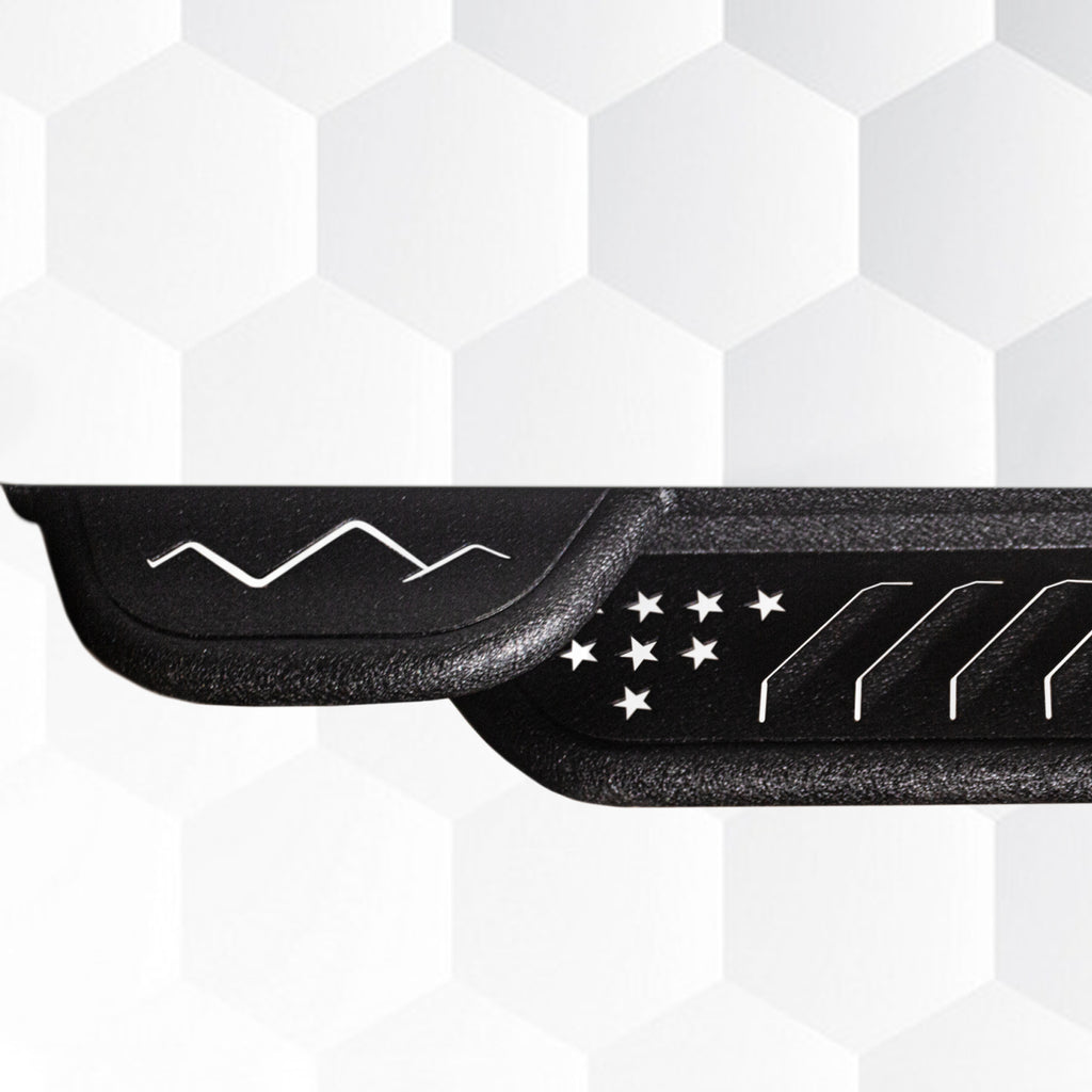 Brave Fighter Drop Side Step Running Boards for Ford F-Series,Stair Design、All Steel Structure、Anti Slip Pattern、Heavy Duty Nerf Bar Side Steps，Black Textured Powder Coat