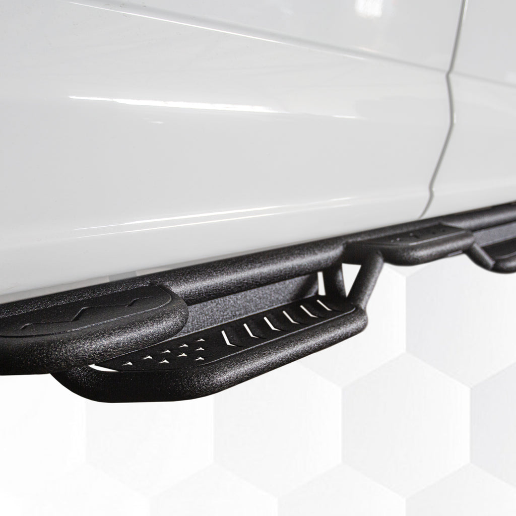 Brave Fighter Drop Side Step Running Boards for Ford F-Series,Stair Design、All Steel Structure、Anti Slip Pattern、Heavy Duty Nerf Bar Side Steps，Black Textured Powder Coat